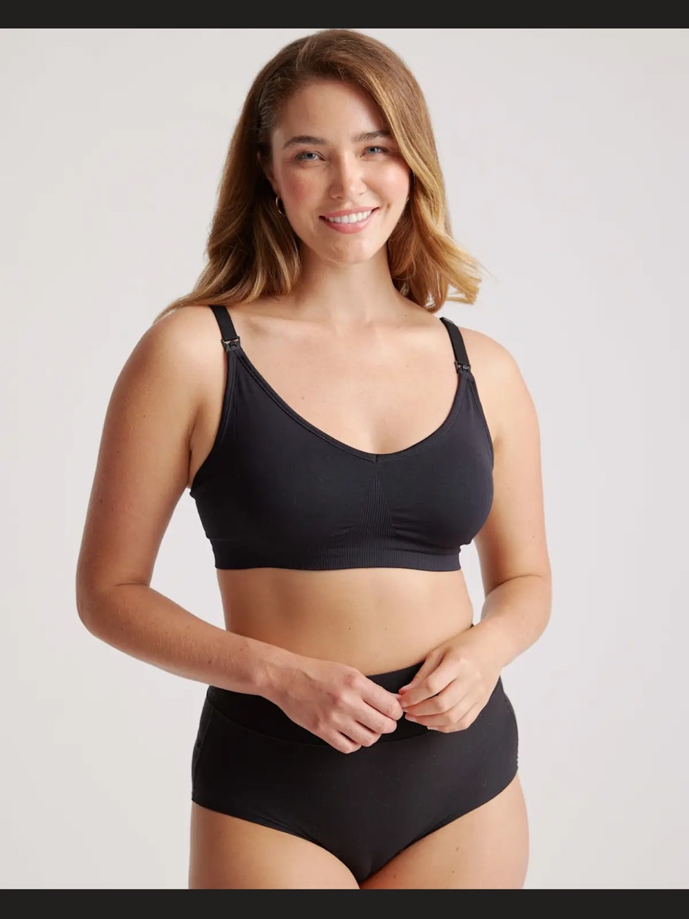 Quince Black Seamless Nursing Bralette